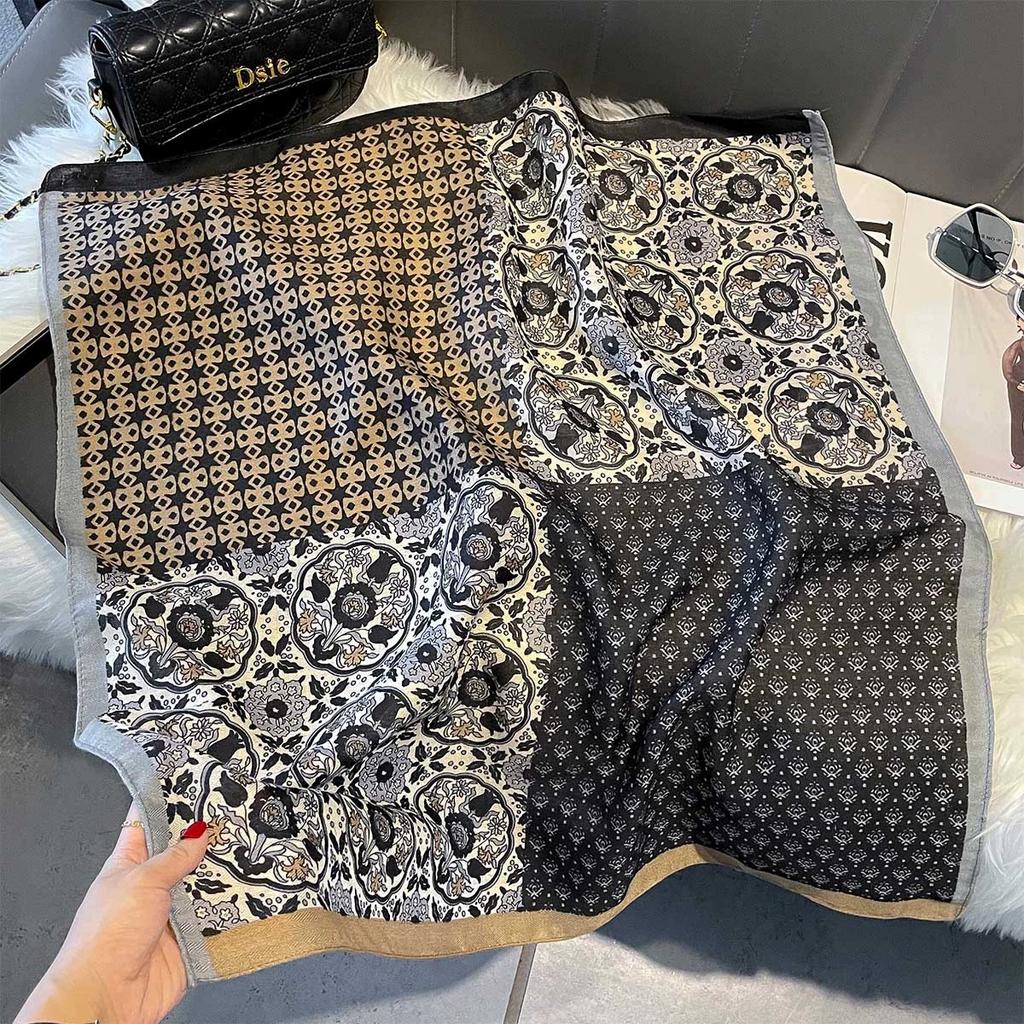 68Cm Small Square Feminine Scarf Hijab Female Headband Kerchief Vintage Neck Tie Shawl Wrap