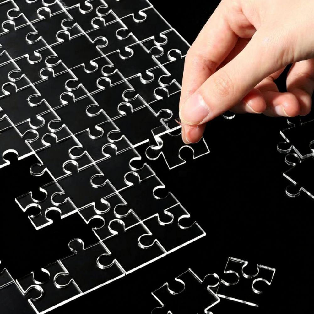 49/121/200/300Pcs Transparent Puzzle Brain Teaser Acrylic Puzzle Clear Blank Puzzle Adults Kids