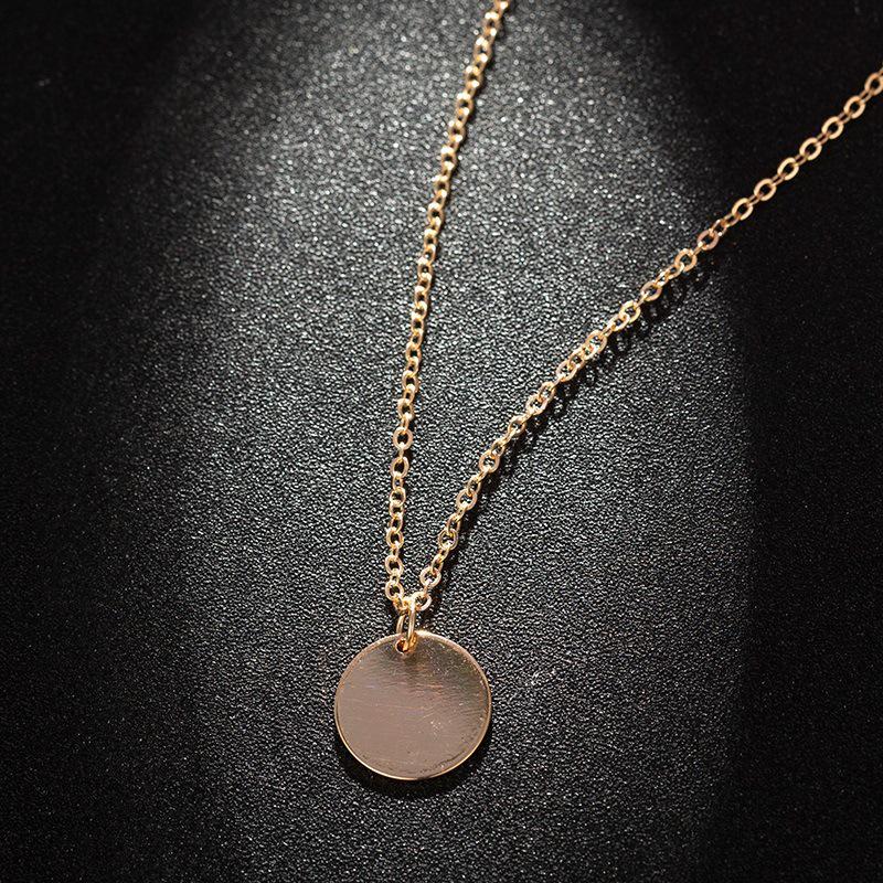 European & American Simple Round Pendant Chain Necklace – Elegant & Versatile Accessory
