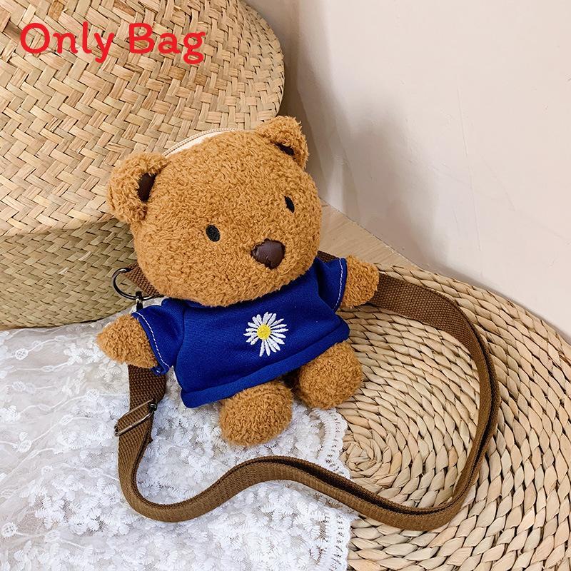 Cartoon Bear Plush Mini Sling Bag With Inner Pocket For Teens Streetwear Fashion