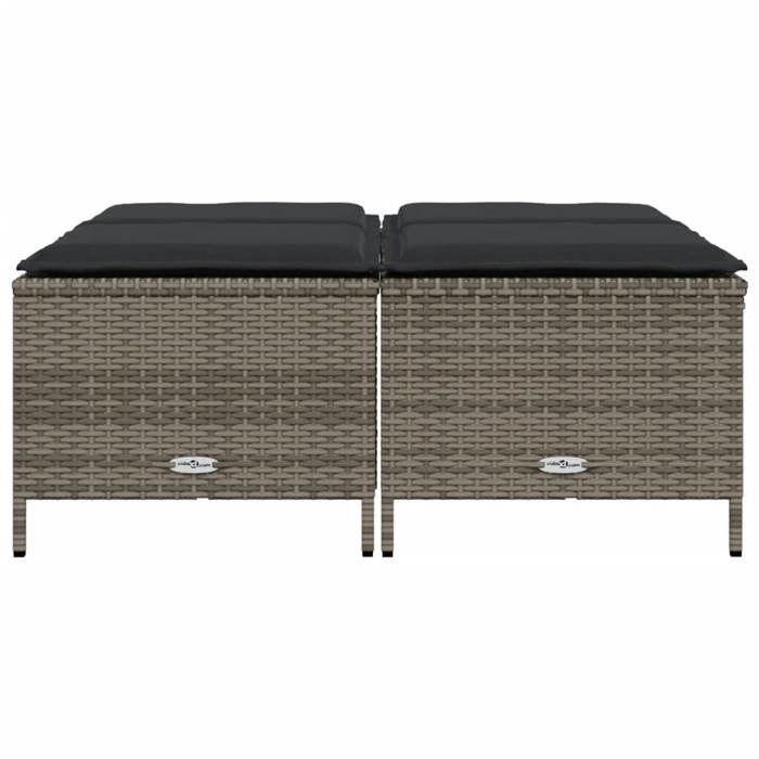 VidaXL Garden Stools with Cushions Set of 4 Grey Wicker, Garden Seat, Outdoor Seating, Cube Stool, 368364