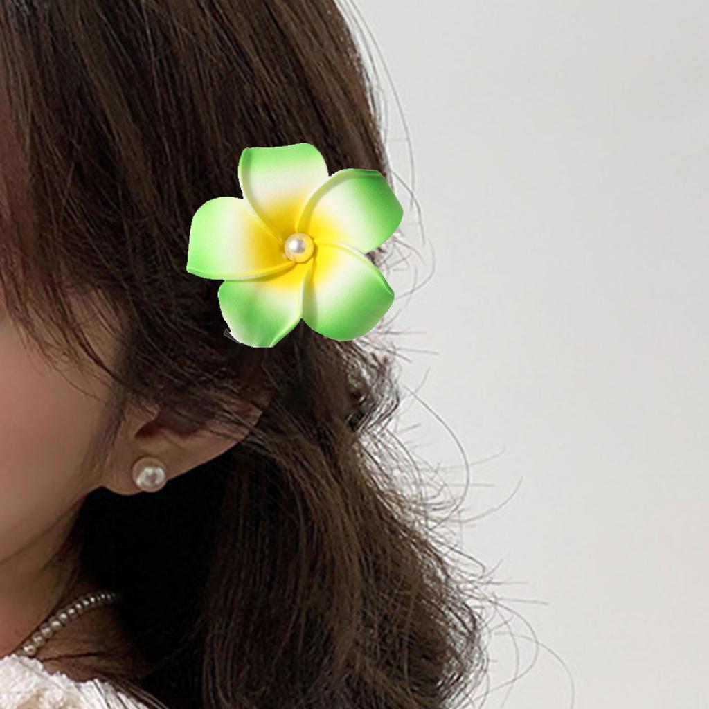 Pearl Flower Hair Clip Plumeria Flowers Side Bangs Clip Beach Claw Clips Headpiece For Women Hawaiian Barrettes Accessories