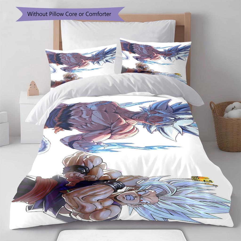 Son Goku Muster Bettwäsche, Steppbett Set Bettbezug Kissenbezug Zuhause Geburtstagsgeschenk (1 Bettbezug + 2 Kissenbezüge, ohne Füllung)
