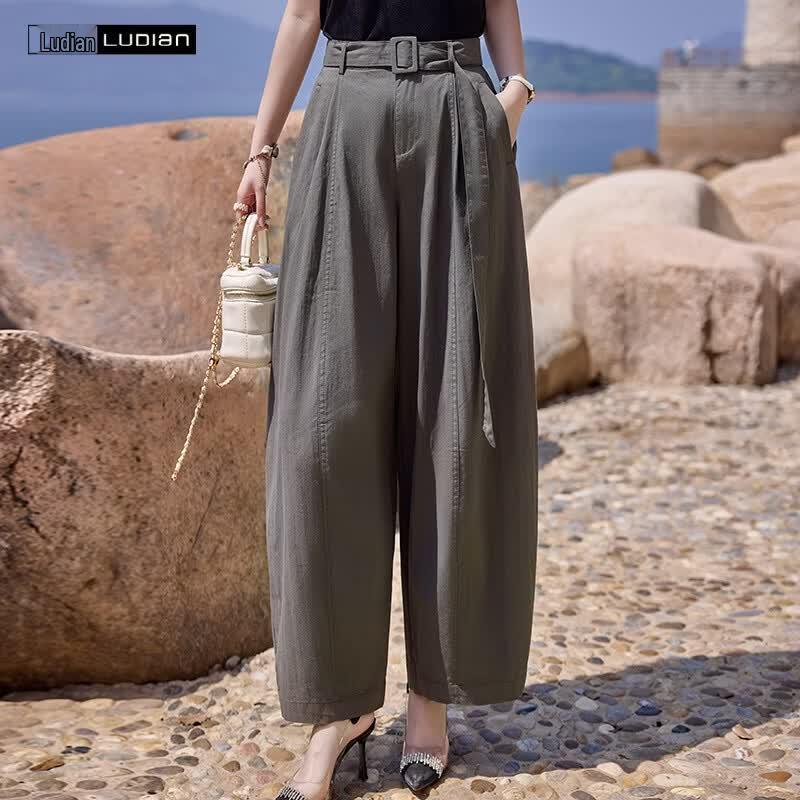 LUDIan Women s Summer Wide-Leg Casual Pants M