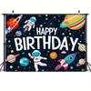 1 Space Happy Birthday Decoration Astronaut Spaceship Theme Large Birthday Banner Background Cloth
