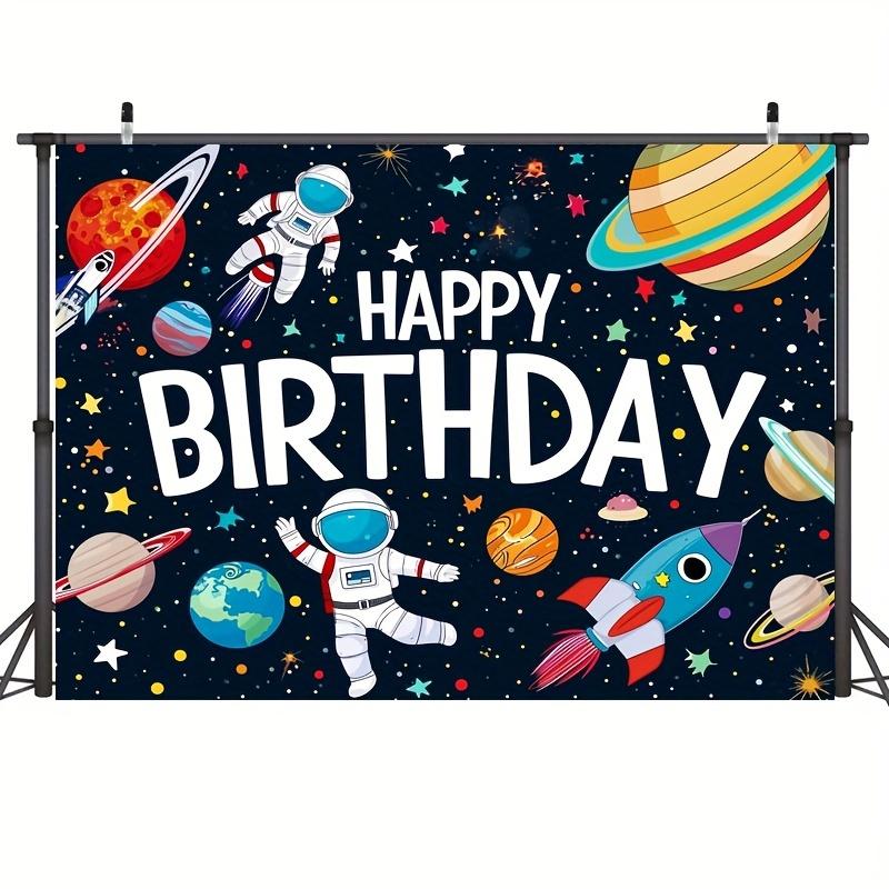 1 Space Happy Birthday Decoration Astronaut Spaceship Theme Large Birthday Banner Background Cloth