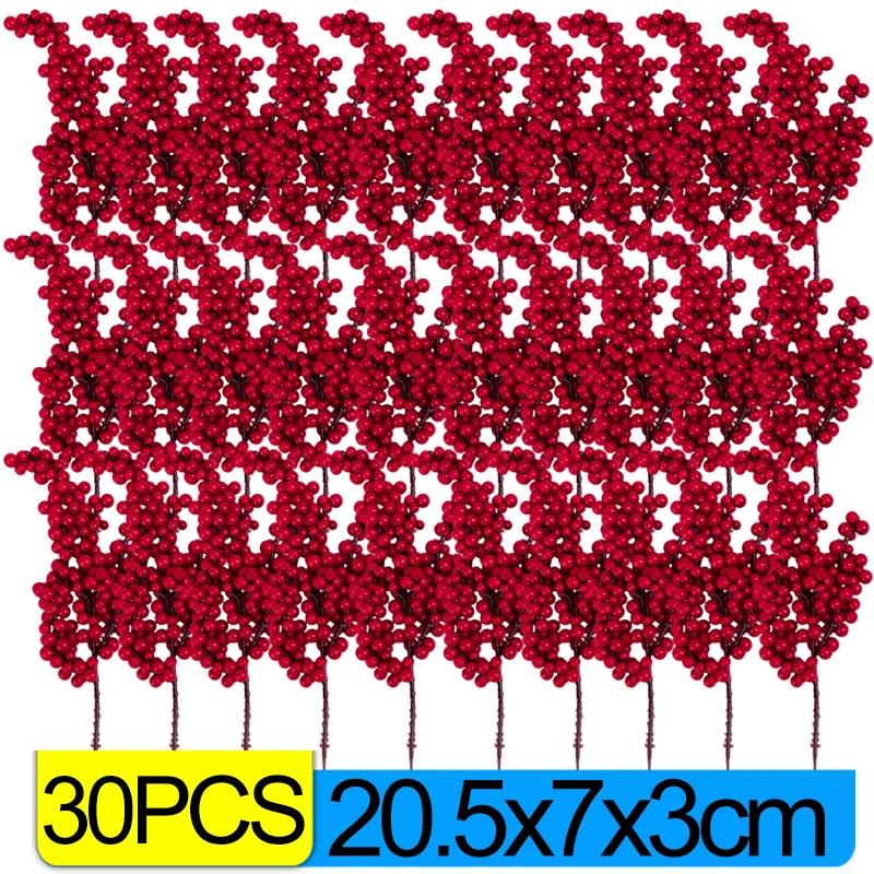 60/1 Stück Weihnachten Rote Beeren Zweige Künstliche Stechpalmenbeeren Staubgefäße Pflanzen Blumen Kranz Ornamente Weihnachtsbaum Party Hausdekoration
