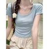 Design sense niche short-sleeved t-shirt women's summer new slim and thin simple casual versatile half-sleeved 