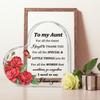 2D Flat, "To My Aunt" Heart Acrylic Decor Sign, Red Roses & Green Foliage Design, Home Decor Plaque Hanging Wall Art Decorative Garden Decoration for