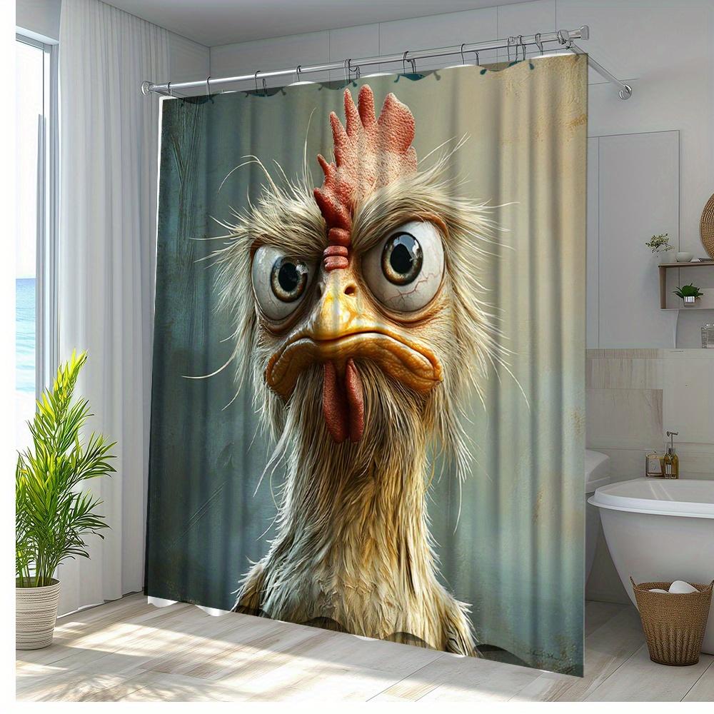 Funny Bird Face Shower Curtain Waterproof Bathroom Decor Novelty Liner Unique Animal Print for Shower Stall and Tub
