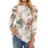 Women's Fashion Casual Round Neck Three Quarter Sleeve Printed T-Shirt Top