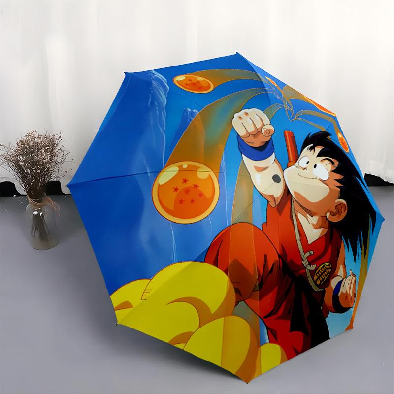 Paraguas Plegable Automático de Dragon Ball Goku, Paraguas de Viaje, Marco Duradero de Plástico y Hierro, Adecuado para Exteriores y Necesidades Diarias, a0818081