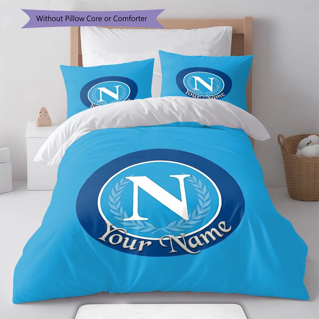 Napoli Crest Custom Name Pattern Bedding Quilt Set Quilt Cover Pillowcase Home Birthday Gift(1 * duvet cover + 2 * pillowcase, without core)