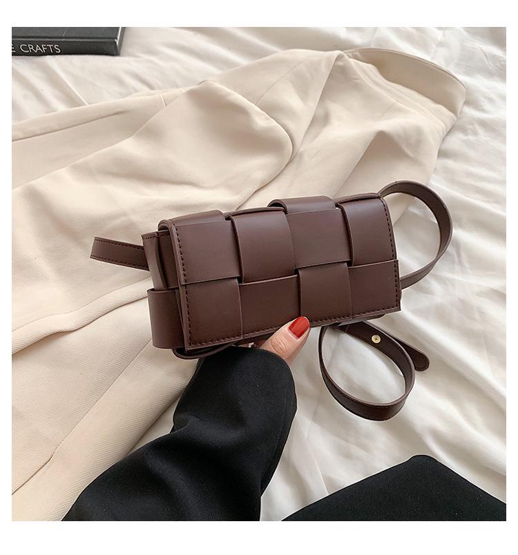 2025 New Fashion PU Woven Pillow Bag - Small Square Crossbody, Waist, and Chest Bag for Women