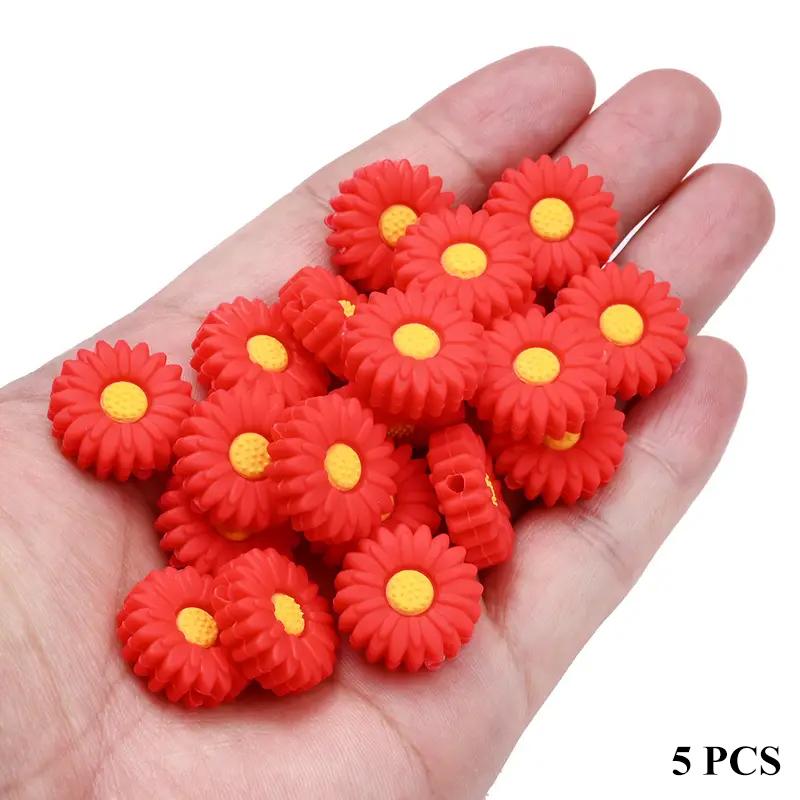 5/15PCS Multi-color Daisy Silicone Beads, 20mm, Suitable for DIY Pen Bead Bracelets, Necklaces, Keychain Accessories, Etc