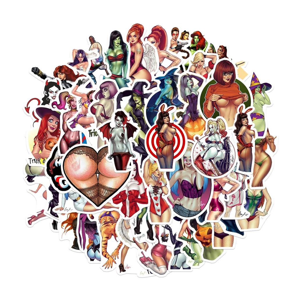 50 de bucăți Autocolante de tentație pentru fete de înger, diavolul sexy, pentru telefon mobil, laptop, bagaje, skateboard, rezistent la apă