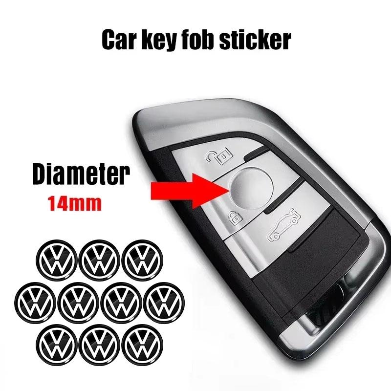 Pegatinas con Emblema de Llave de Coche de 14 mm Accesorios con Logotipo de Llave de Control Automático Para Volkswagen B7 B6 B5 Golf 4 5 6 Polo Passat CC Jetta Mk6 Tiguan Gol Cross Fox Plus