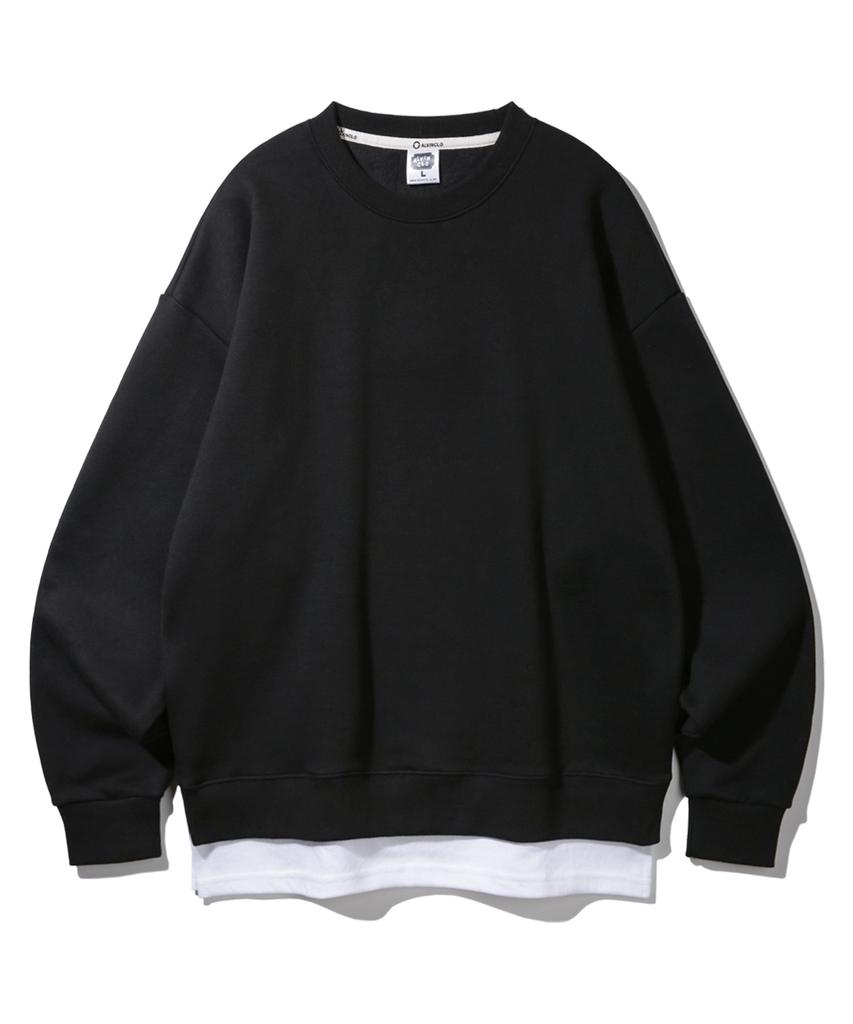 ALVINCLO [Double Cotton/Fleece-Lined] Layered Oversized Sweatshirt Mar884 (3 Colors) (Type A)