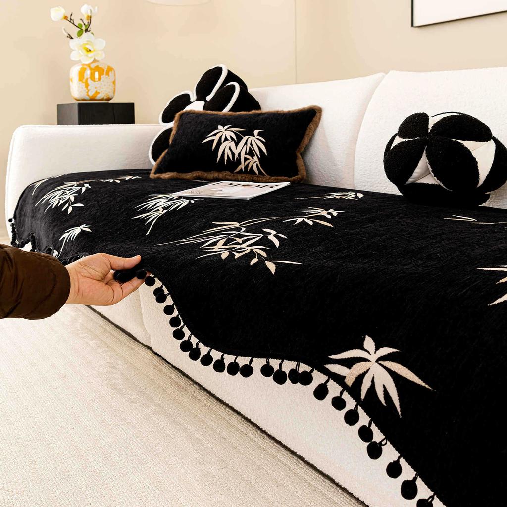 Simple Leather Sofa Cushion Chenille Four Seasons Universal Living Room Straight Row Sofa Cover Cloth Towel  New Anti-Cat Scratch