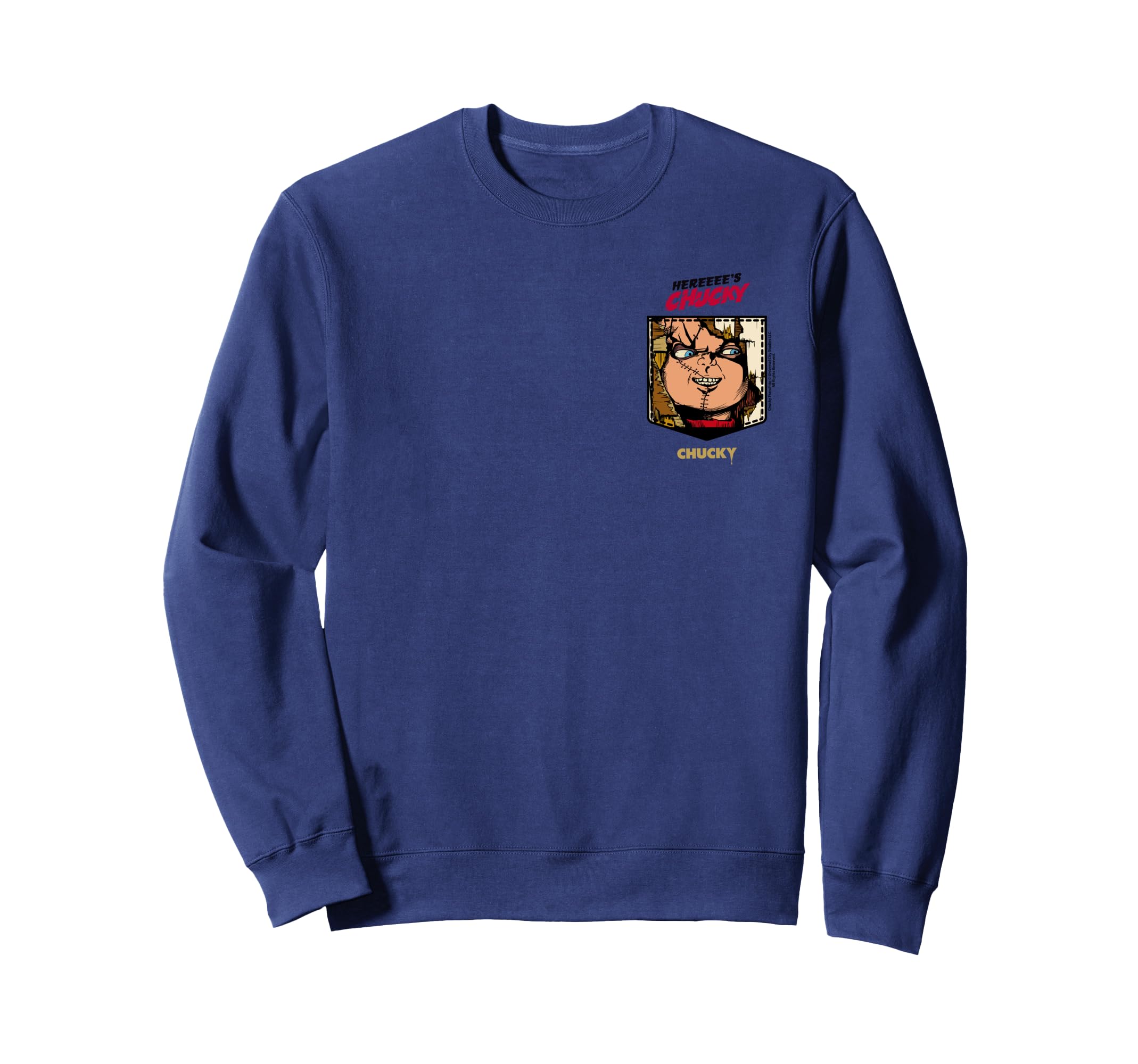 

Chucky Chucky Breaking Through Faux Pocket Sweatshirt Here s синій