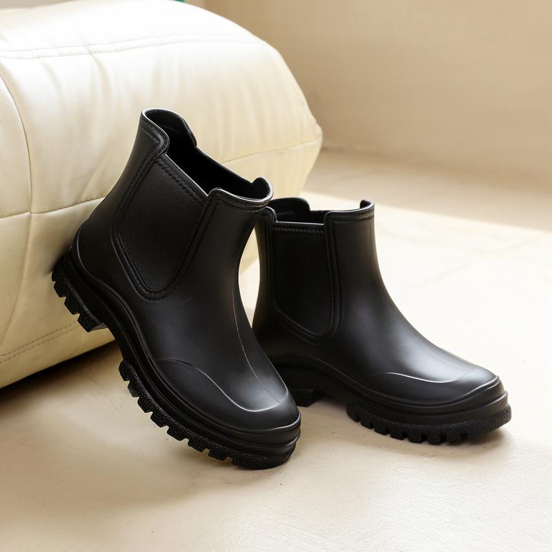 Women's Korean Style Chelsea Ankle Rain Boots - Versatile, Non-Slip, Waterproof Martin Boots.