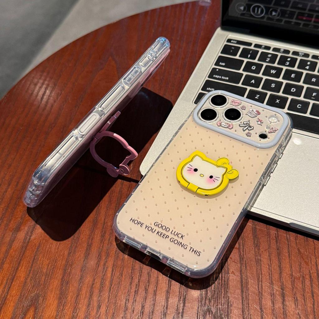 Summer Polka Dot Stand Case for iPhone 17 Pro Max/15 Pro/14 - Cute Design