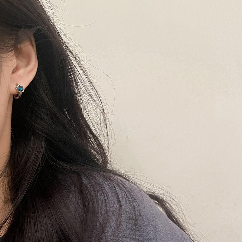 Neue Trendige Süße Blaue Stern Creolen Ohrringe für Damen Mädchen Einfache Mode Vintage Ohrringe Ästhetischer Zirkon Y2K Geschenke