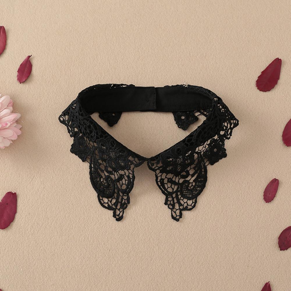 Schwarz Weiß Falscher Kragen Spitze Floral Hochzeitskleid Accessoire Mode Dekoration Kragen
