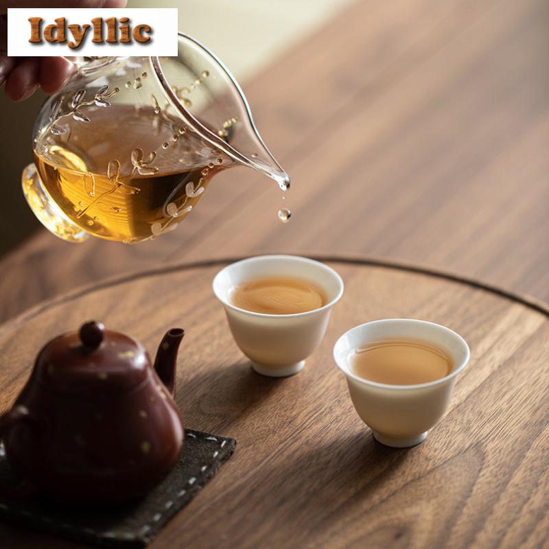 2pc/lot Ivory White Thin Bodied Teacup Retro Tea Bowl Sample Tea Cup Tea-tasting Fragrance Cup Chazhan Master Cups Teaset 30ml