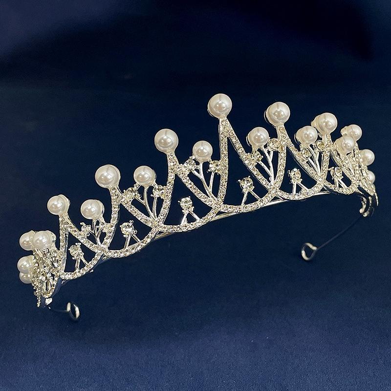 Braut stil hochzeit krone strass perle einfache kinder stirnband stirnband legierung glänzende leistung haar zubehör