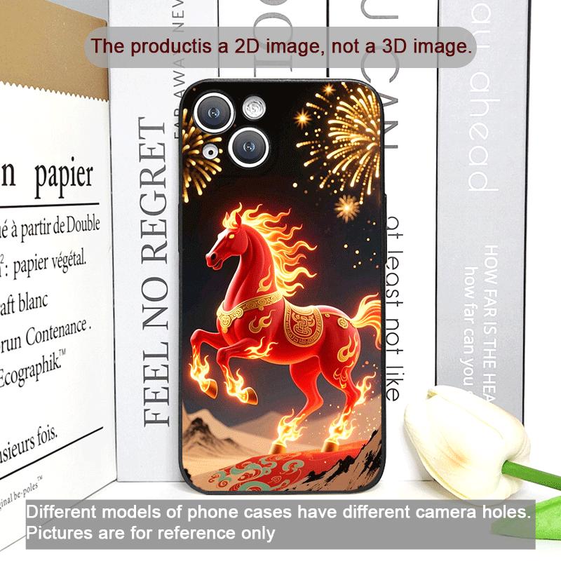 Fashion Chinese-Style Red Horse Print Phone Case for iPhone 17 16 12 11 14 13 15 Pro Max 13 Mini X XS MAX XR 7 8 Plus Soft Cover