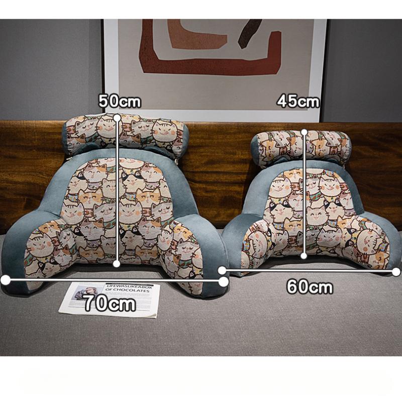 Retro Lumbar Support Large Cushion Bedside Reading Playing Sofa Pillow Home Bedroom Office Waist Protection Pillows Removable Relieve Fatigue