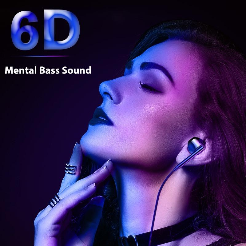 6D Surround Sound Metal Headphones 3.5mm&type-C Wired Control Headsets With HD Mic Earbuds For iPhone15/16 For Samsung Earphones