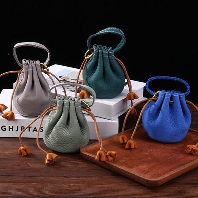 Bolsa de Cordão de Couro de Flor Integral para Fones de Ouvido, Joias e Moedas