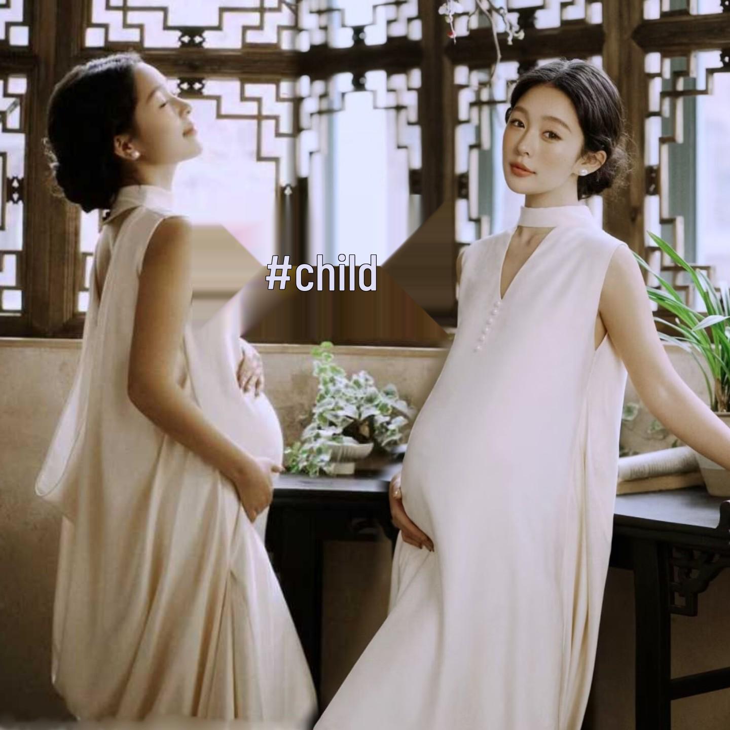 

High-End French Retro Maternity Dress for Indoor Photoshoots One Size