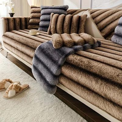 Grosso quente super macio pelúcia antiderrapante toalha de sofá moderno luxo coelho pelúcia seccional em forma de l capa de sofá universal capas de sofá