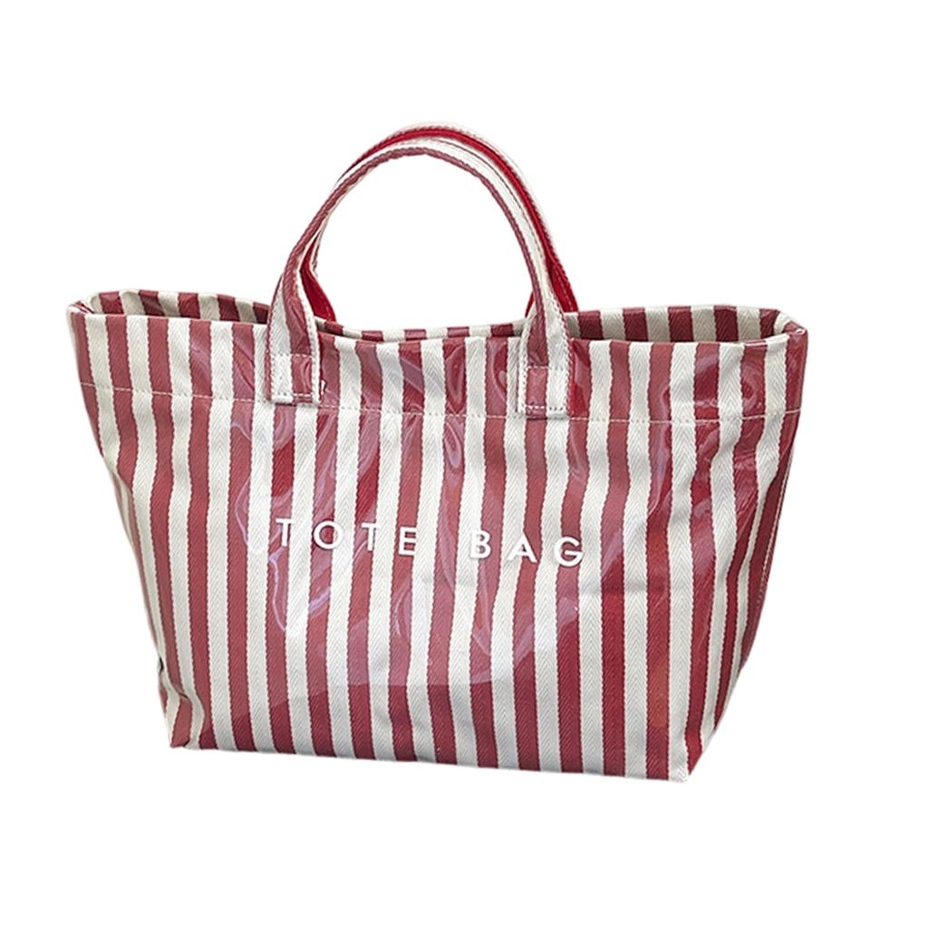 Gestreifte Damen-Tragetasche mit aufgedruckten Buchstaben, große Kapazität