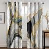 Ready-made Abstract Marble Blue Gold Design Cheap Modern Thin 2 Pieces Curtains for Living Room Bedroom Window Drape Home Decor