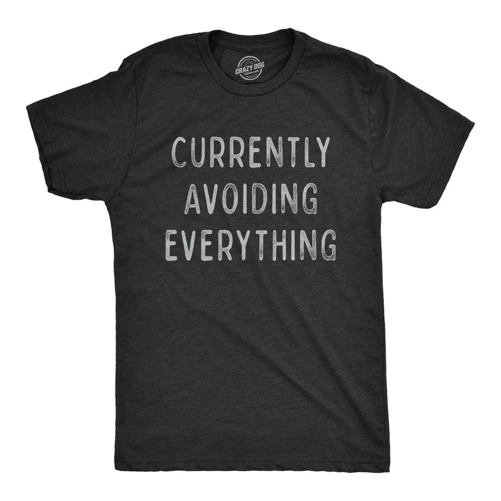 Mens Currently Avoiding Everything T Shirt Funny Sarcastic Introverted Tee