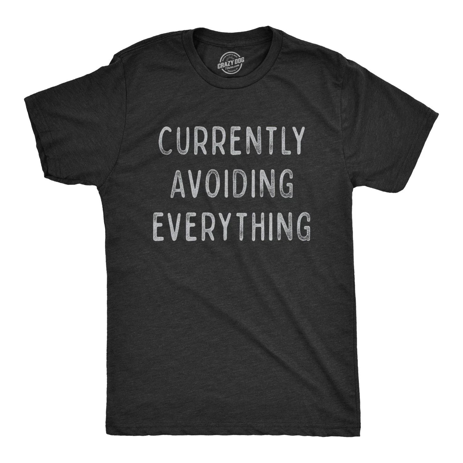 Mens Currently Avoiding Everything T Shirt Funny Sarcastic Introverted Tee 4XL