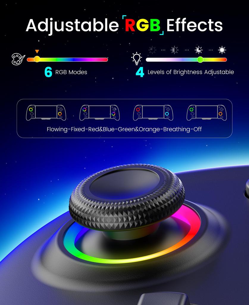 Switch 2 Controller with RGB Handheld Grip Controller Macro Gyro 1000mAh High Not compatible with Switch Lights, Programmable, Mode, Function,