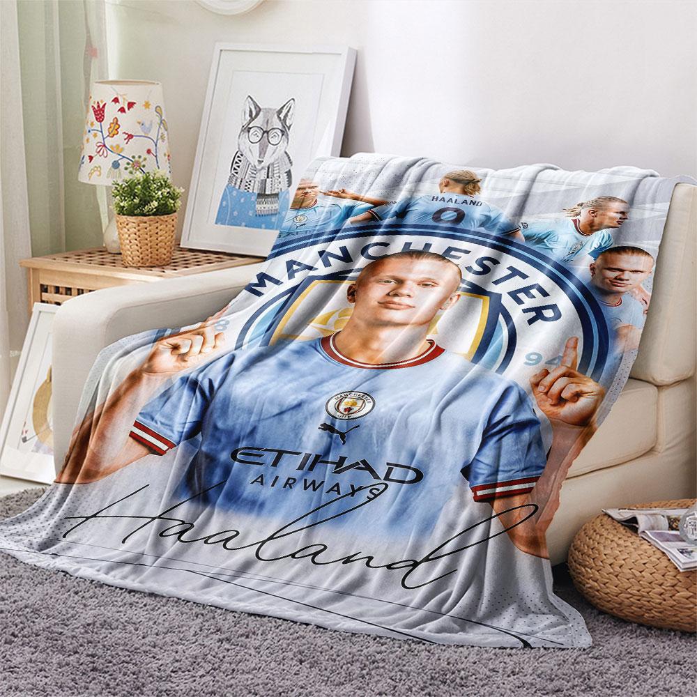 Erling Haaland Printed Flannel Blanket, Soft Throw for Bedroom Sofa, Washable,soccer Fan Merchandise, Great Gift.