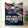 New England Patriots Football Helmet Design Flannel Blanket for Bedroom, Living Room, Sofa, and Nap Sofas.