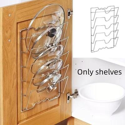 Multifunctional Kitchen Pot and Lid Rack Wall-mounted Storage Rack Cutting Board Storage Rack Silver