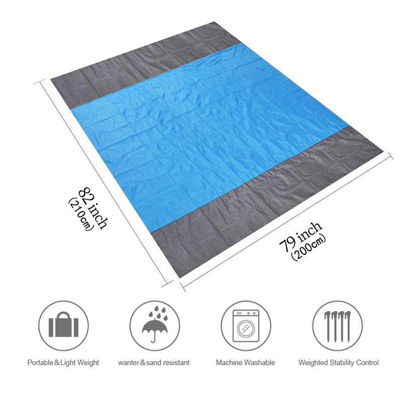 2x2.1m Waterproof No Sand Pocket Beach Towel Outdoor Picnic Camping Mat Portable Light Folding Mat Mattress Sand Free Beach Mat
