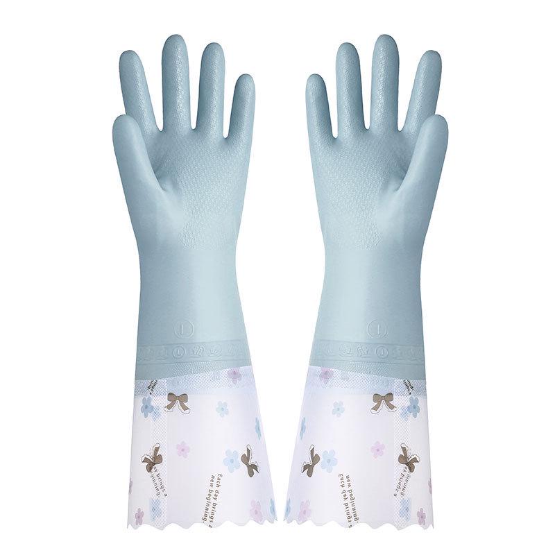 Thickened Long Cuff Waterproof Latex Kitchen Gloves for Dishwashing and Laundry