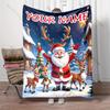 Personalized Name Custom Christmas Blanket "Christmas Santa Reindeer Blanket" Suitable for Home, Bedroom, Holidays Gift