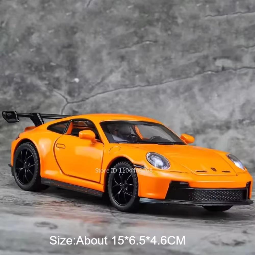 1:32 Scale 911 Dakar Gt3 Sports Car Model Toy Alloy Body Doors Opened Supercar Models Sound Light Police Cars Kids Presents