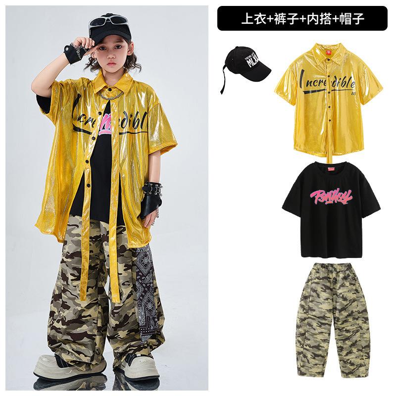 Children'S Hip-Hop Trendy Clothes Boys' Hip-Hop Fried Street Hiphop Performance Clothes Are Trendy And Cool Children'S Summer Two-Piece Short Sleeves