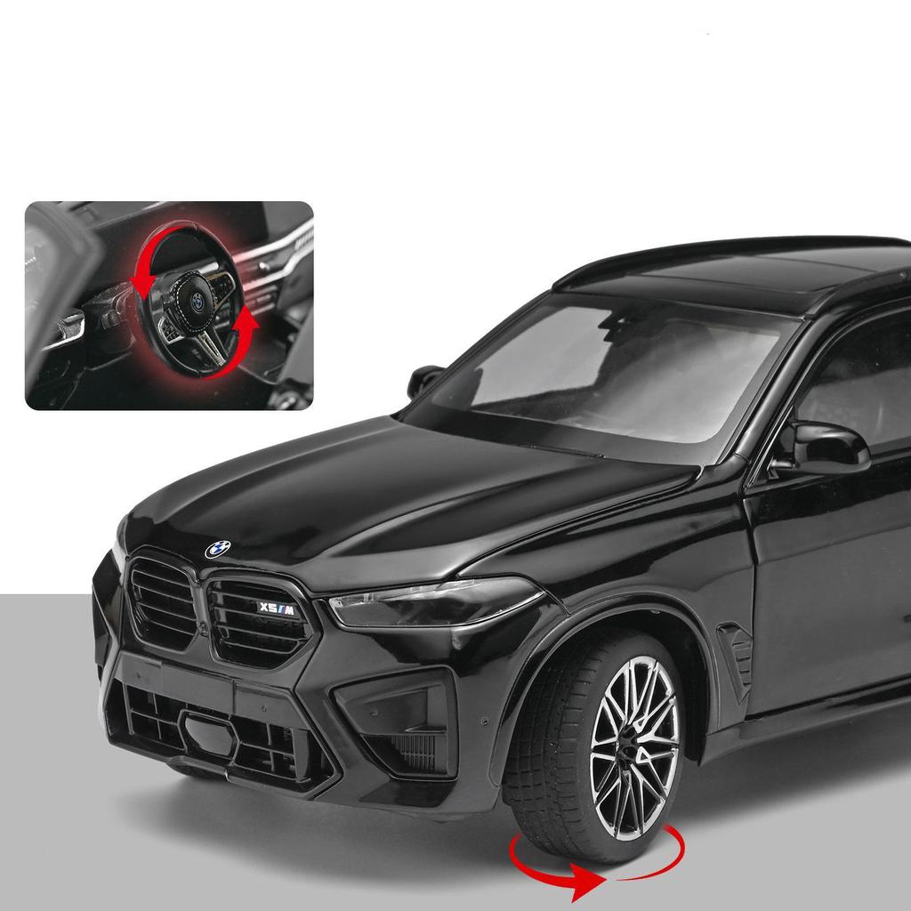 1:24 BMW X5M X5 F95 Mpower SUV Alloy Car Model Sound and Light Pull Back Children's Toy Collectibles Birthday Gift